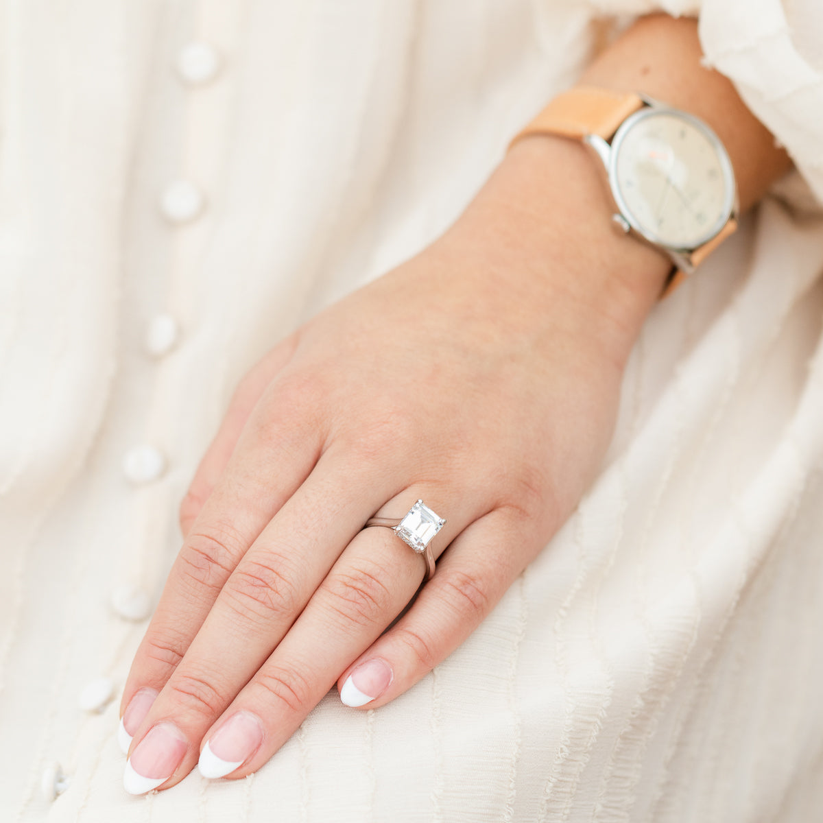 Diamond ring with watch