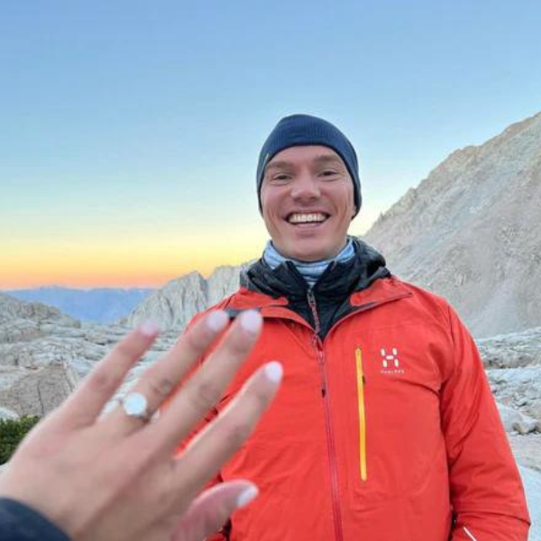 Diamond ring and mountain proposal