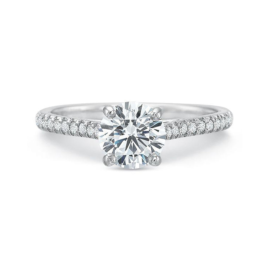 New Aire Diamond Semi-Mount Ring in Platinum for Round Center, Size 6