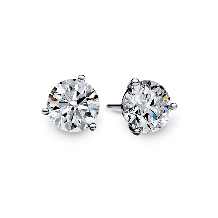 1.21ct Fire & Ice Round Brilliant Diamonds H-I/SI1-SI2 and F&I 3 Prong Stud Earrings in 18K White Gold