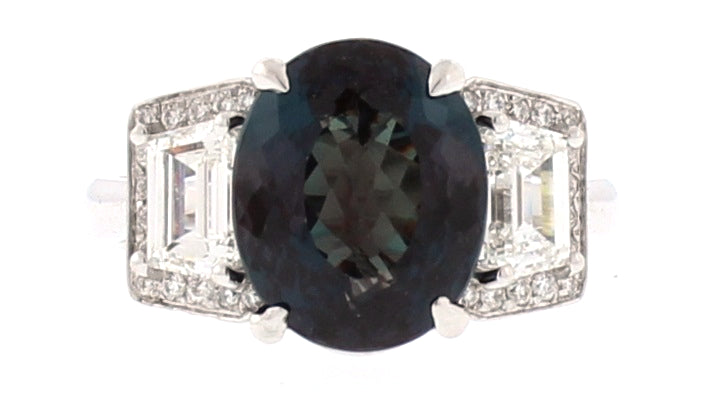 Natural Brazilian Alexandrite and Diamond Ring