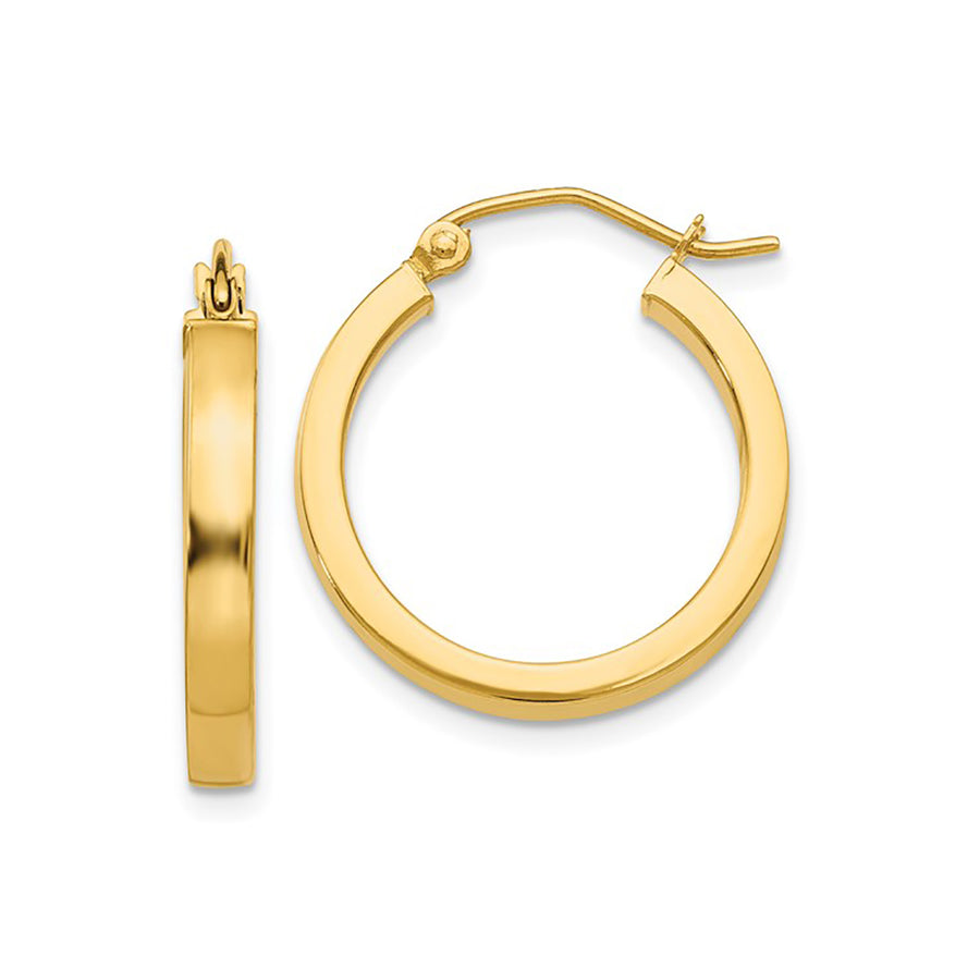 14K yellow gold square tube hoop earrings