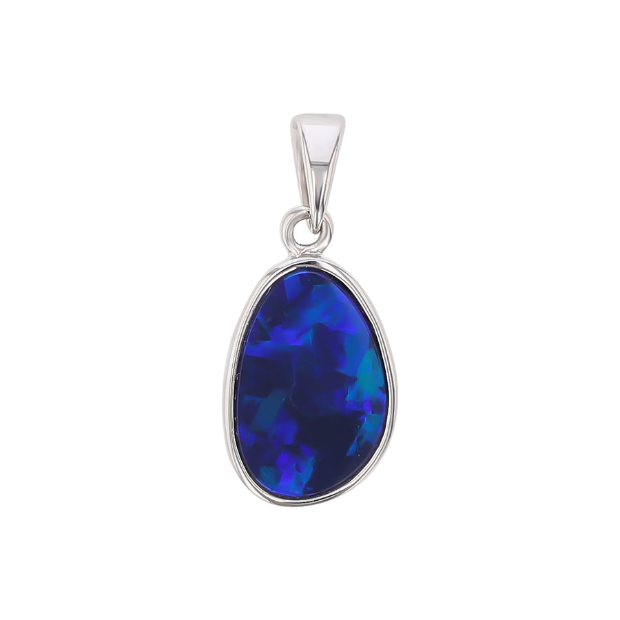 Opal Doublet Pendant in 14K White Gold