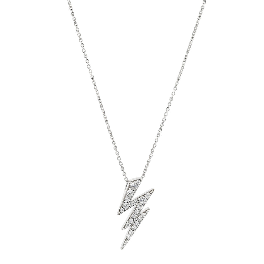 0.20ct Diamond Tiny Treasures Lightning Bolt Pendant in 18K White Gold with 16"–18" Adjustable Chain
