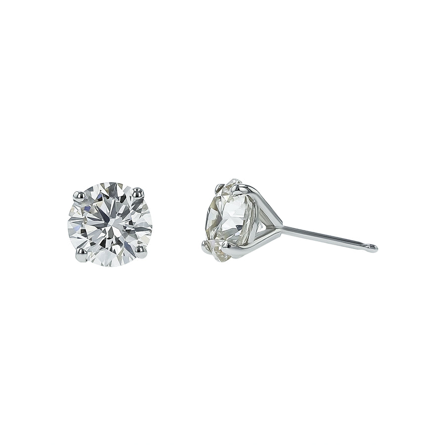 3.10ct Round Brilliant Diamond Stud Earrings in 14K White Gold