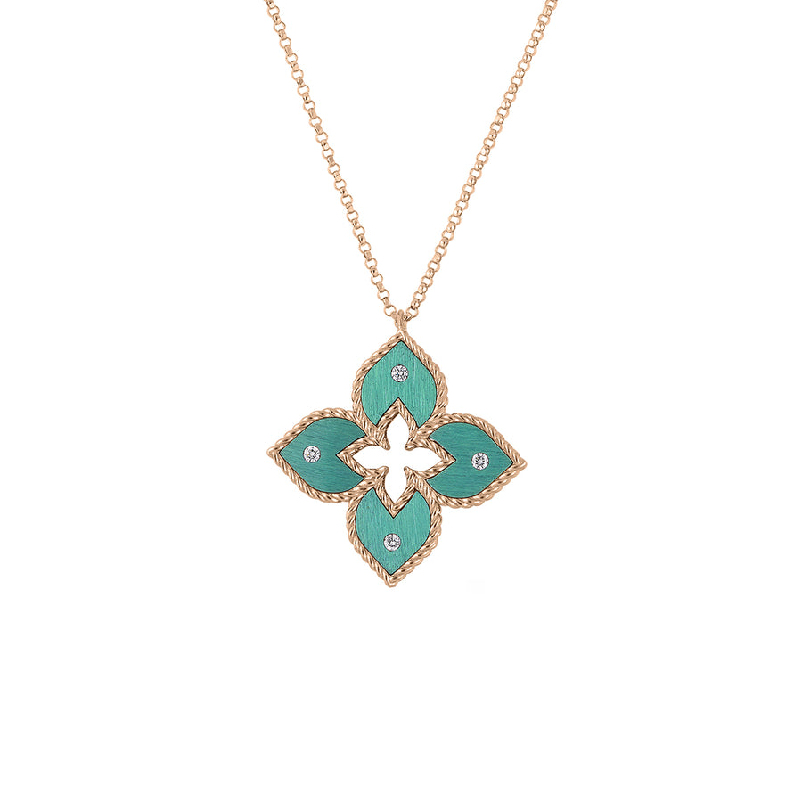 0.04ct Diamond Venetian Princess Necklace in 18K Rose Gold and Green Titanium, 17"