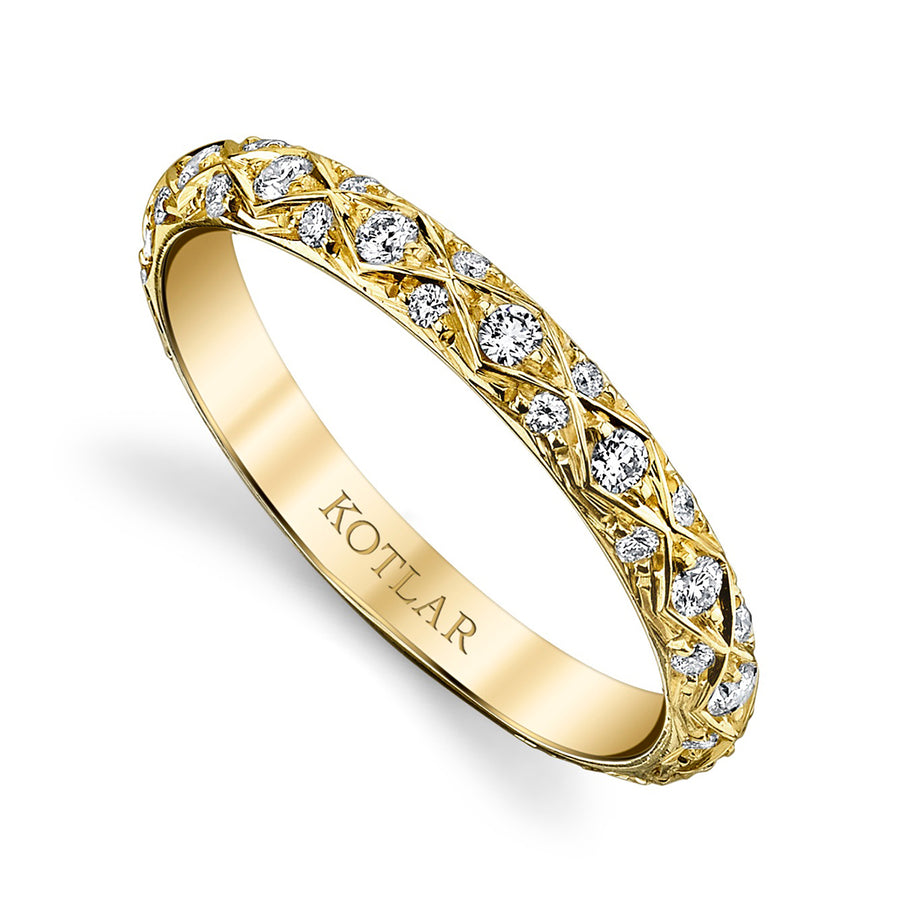 Artisan Pave Criss Cross Diamond Band in 18K Yellow Gold