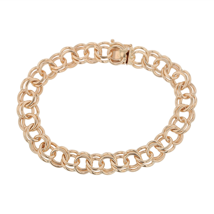 8" Double Oval Link Bracelet in 14K Yellow Gold with Safety