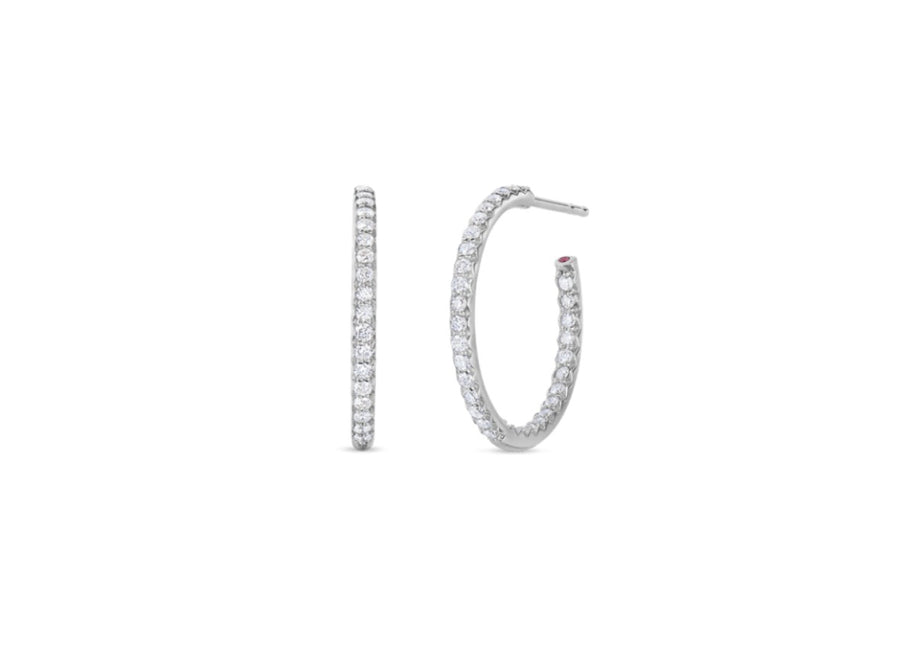 Inside Outside 0.66ct Diamond 21mm Micropave Hoop Earrings in 18K White Gold