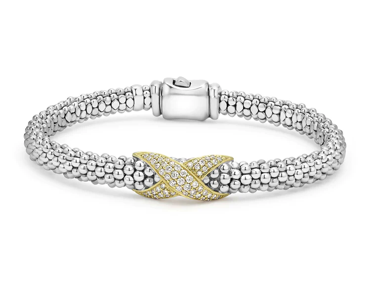 0.36ct Diamond Embrace Rope Bracelet in Sterling Silver and 18K Yellow Gold Size 7