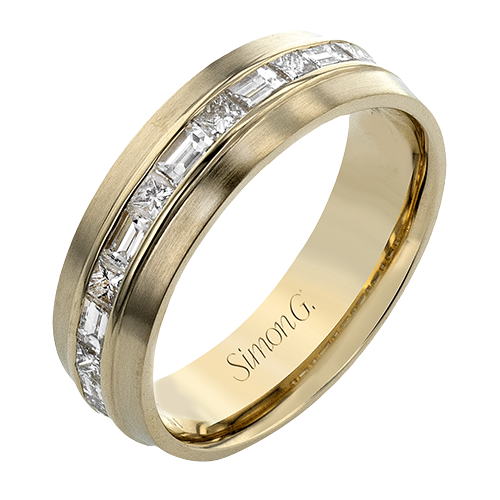 Baguette and Princess Cut Diamond Channel Set Band in 14K Yellow and White Gold