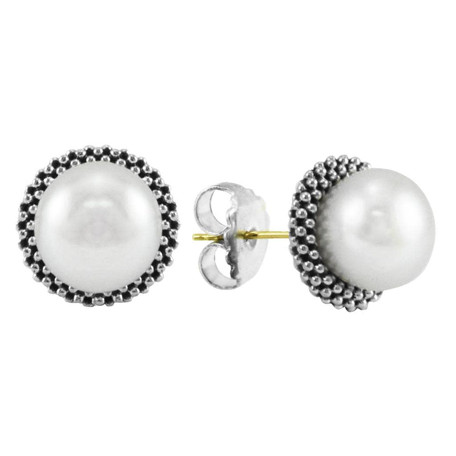 Luna Pearl Stud Earrings in Sterling Silver