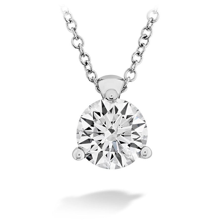 1.01ct Hearts On Fire Round Brilliant Diamond 3-Prong Solitaire Pendant in 18K White Gold on 18" Chain