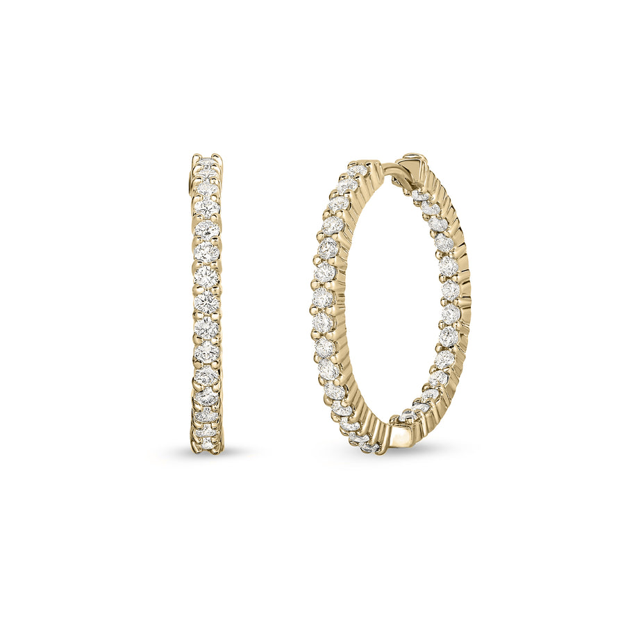 Inside Out 1.53Ct Diamond Small Hoops in 18K Yellow Gold