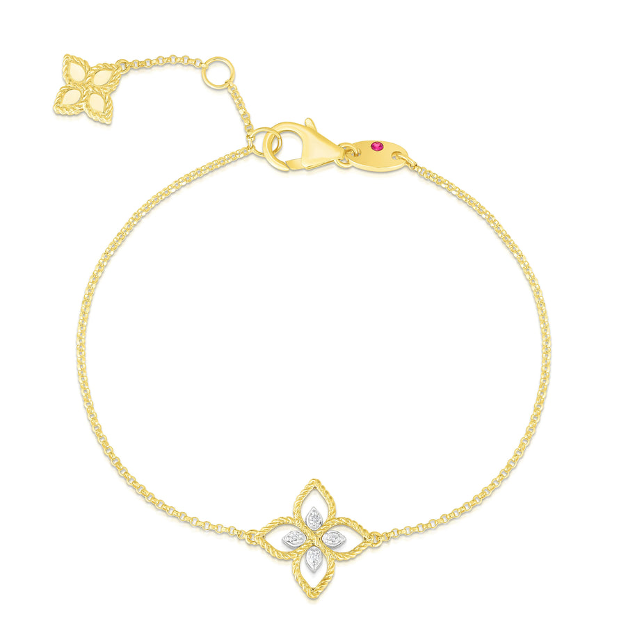 Principessa Flower 0.04ct Bracelet in 18K Yellow and White Gold