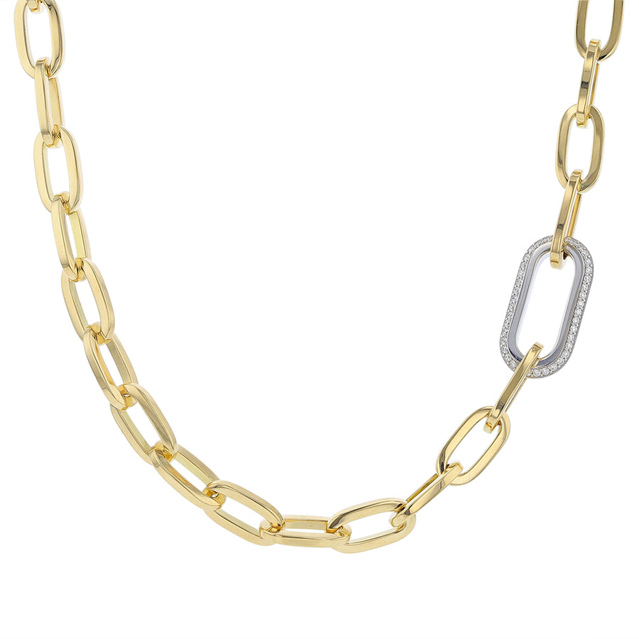 0.78ct Diamond Oro Classic Link Necklace in 18K Yellow and White Gold, 18"