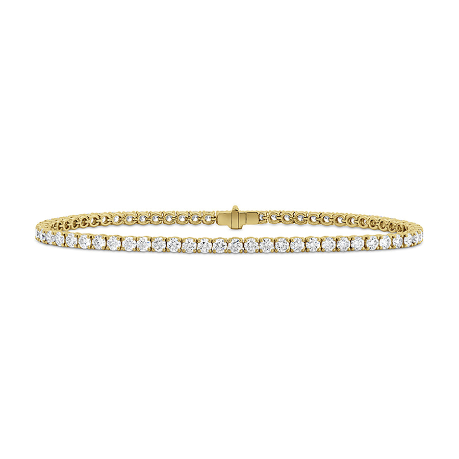 5.89ct Round Diamond 4-Prong Tennis Bracelet in 18K Yellow Gold, 7"