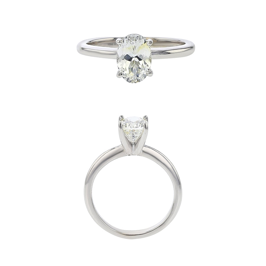 Semi-Mount Ring in 14K White Gold for Oval Center, Size 6