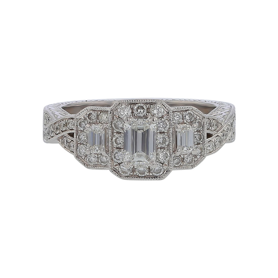 Emerald Cut Diamond Ring in 14K White Gold