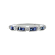 14K White Gold Sapphire and Diamond Band