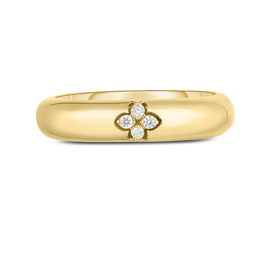 0.02ct Diamond Love in Verona Single Flower Ring in 18K Yellow Gold, Size 6.5