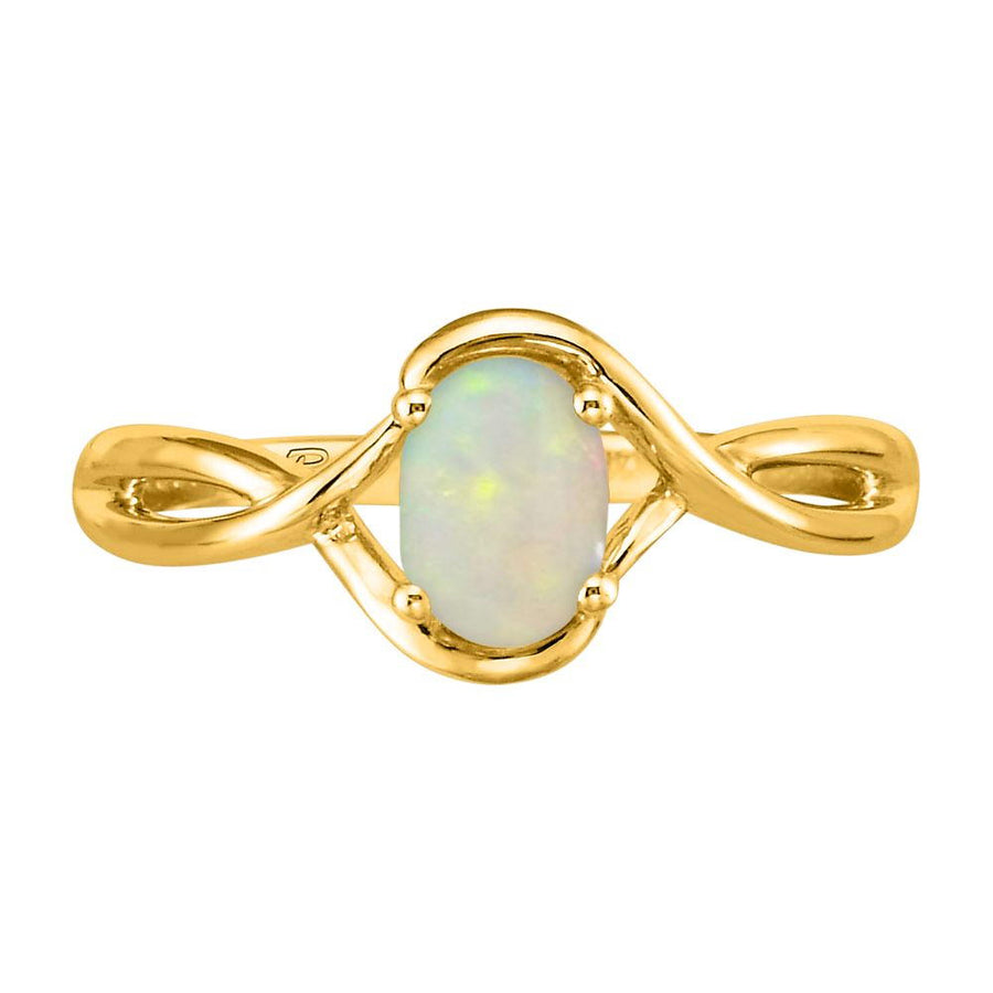 0.44ct Cabochon Australian White Opal (Not Enhanced) Ring in 14K Yellow Gold