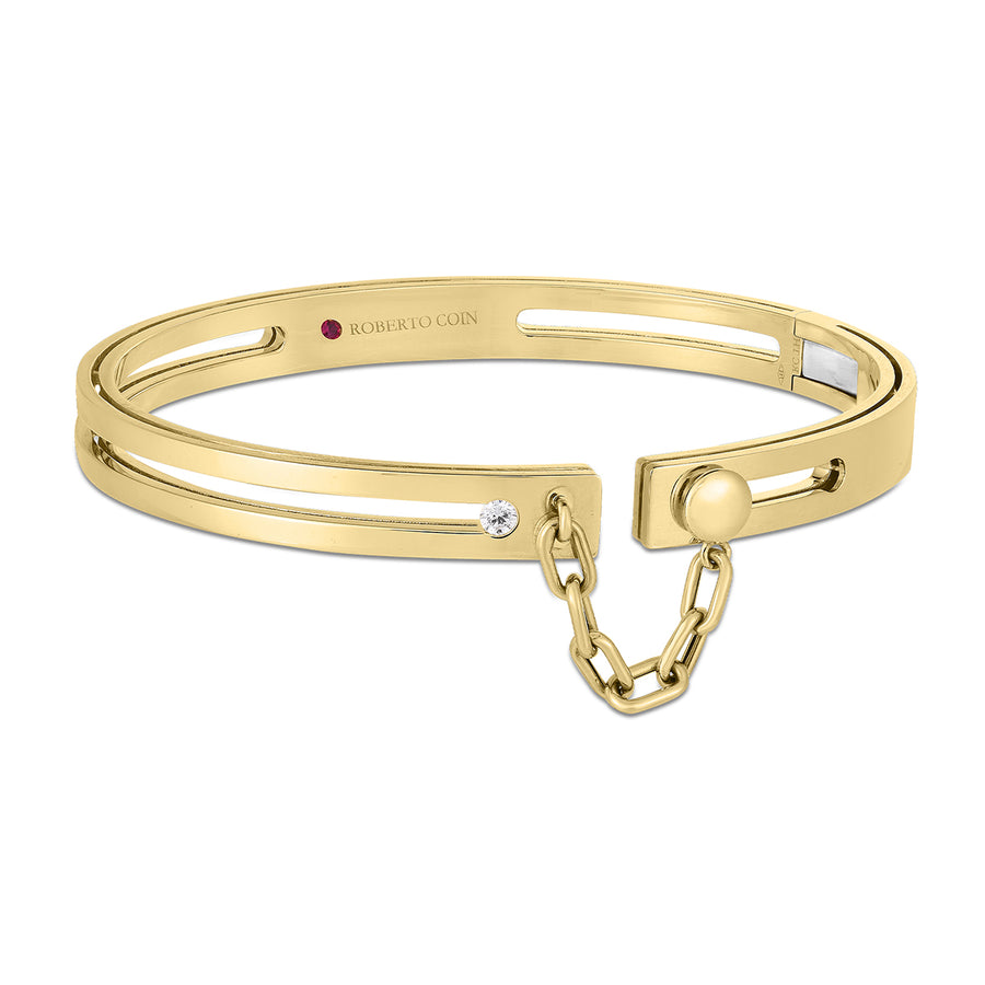 0.05ct Diamond Navarra Chain Bangle Bracelet in 18K Yellow Gold, 48x58mm