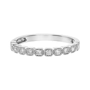 Diamond Milgrain Partway Wedding Band in 14K White Gold, Size 6.5