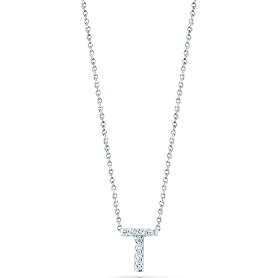 0.04ct Diamond Love Letter "T" Pendant in 18K White Gold