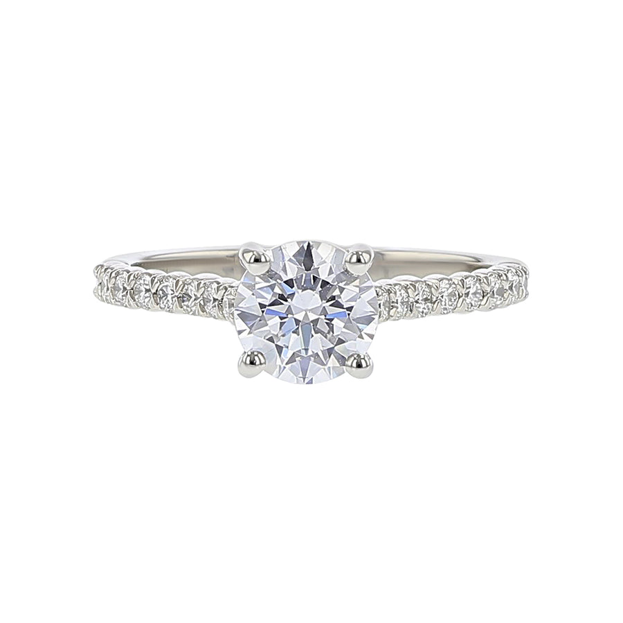 New Aire Silk Diamond Semi-Mount Ring in Platinum for Round Center, Size 6