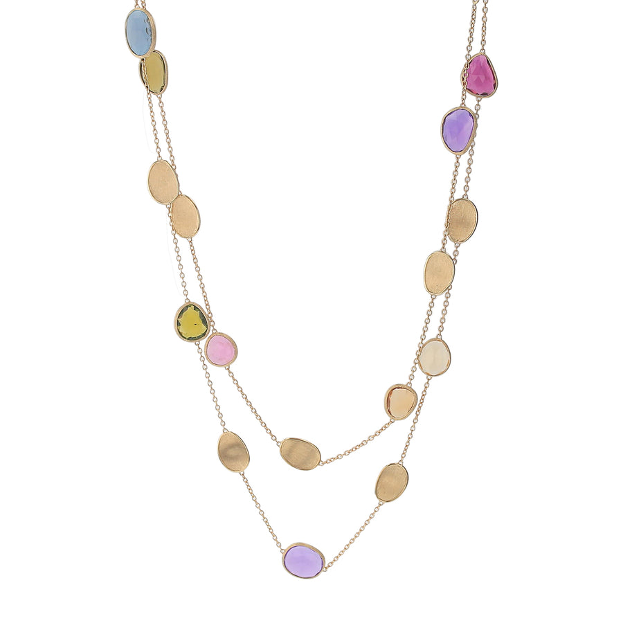 Lunaria Mixed Stone Station Necklace in 18k Yellow Gold, 36inch