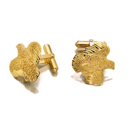 Gentlemen's Quail Cuff Links in 14K Yellow Gold