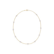 Akoya Cultured Pearl Station Necklace in 18K Yellow Gold