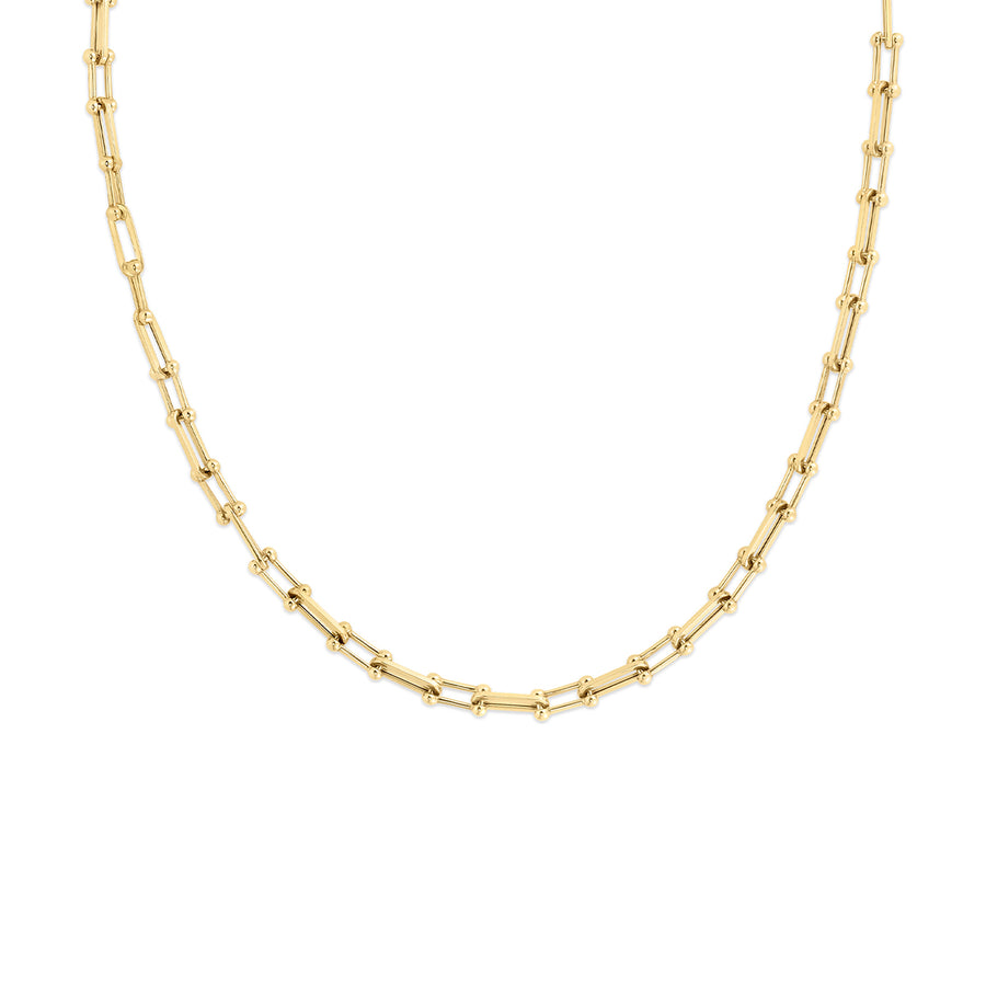 Alternating Paper Clip and Fancy Link Necklace in 18K Yellow Gold, 16"