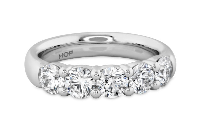 0.45ct Diamond Signature 5-Stone Band in 18K White Gold, Size 6.5