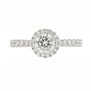 18K White Gold Round Diamond Halo Engagement Ring