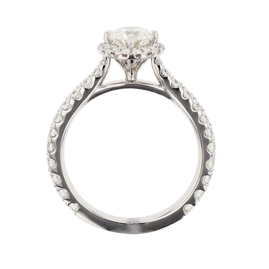 18K White Gold Round Diamond Halo Engagement Ring