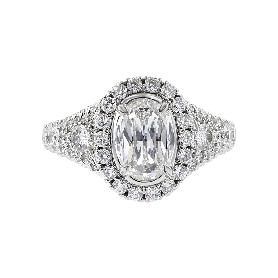 L'Amour Oval Diamond Engagement Ring in 18K White Gold