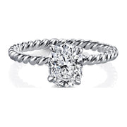 Platinum Cushion Diamond Twist Engagement Ring