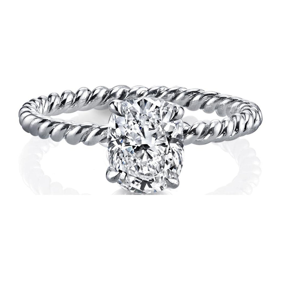 Platinum Cushion Diamond Twist Engagement Ring