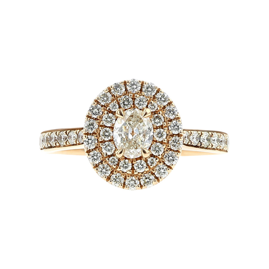 Double Halo Oval Diamond Engagement Ring