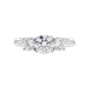 18K White Gold 3-Stone Fire and Ice Diamond Trellis Engagement Ring