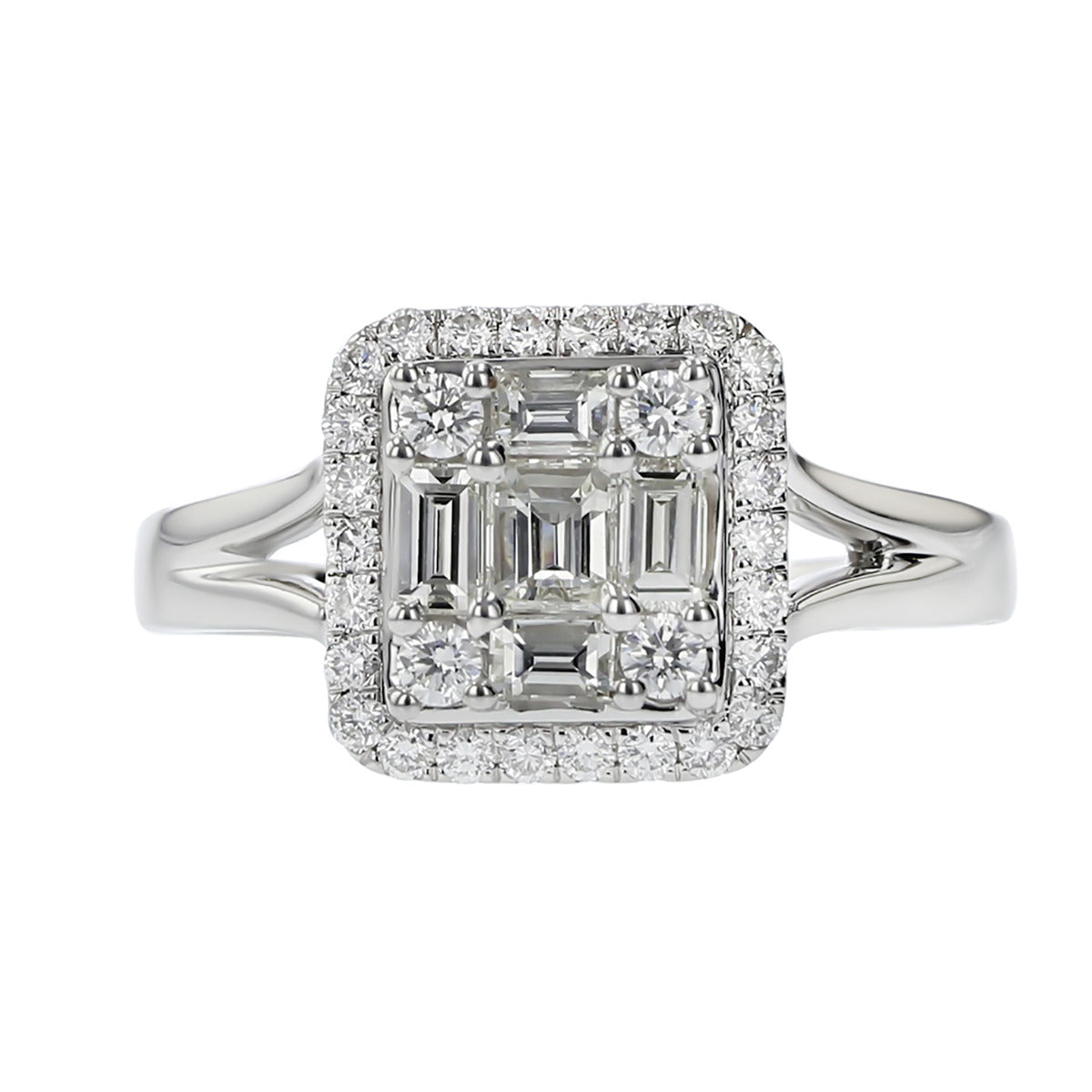 Baguette diamond halo Clearance