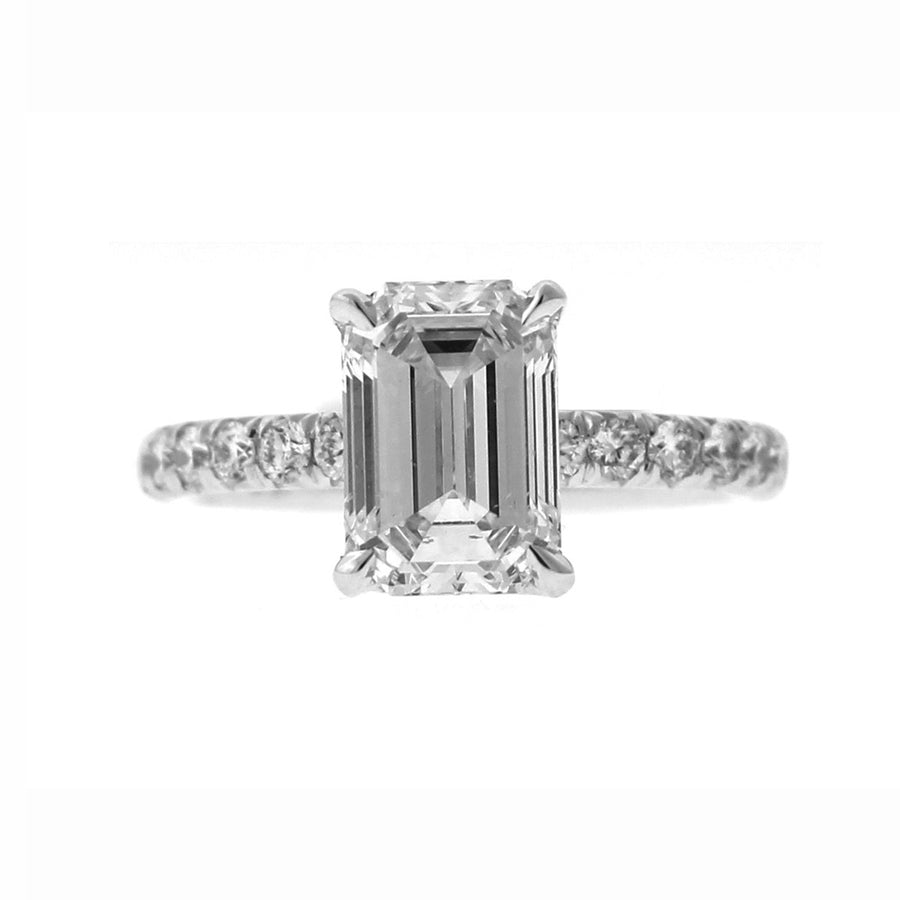 Platinum Emerald-Cut Diamond Engagement Ring