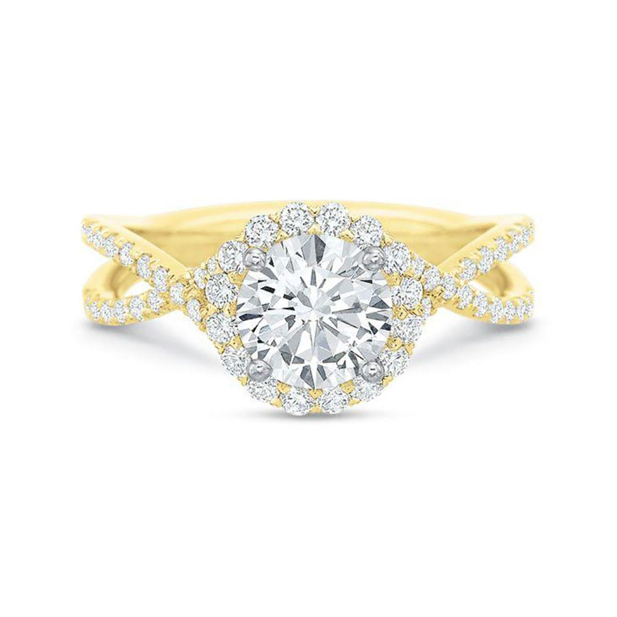 Petite Twist Shank Diamond Halo Engagement Ring Setting