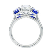 Platinum Diamond and Sapphire 3-Stone Ring