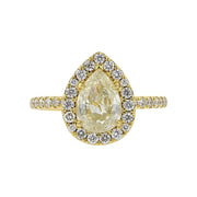 18K Gold Pear Shape Diamond Halo Engagement Ring