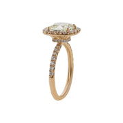 18K Gold Cushion-cut Diamond Halo Engagement Ring