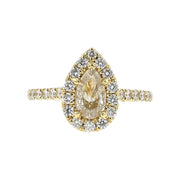14K Gold Pear-Shaped Diamond Halo Engagement Ring