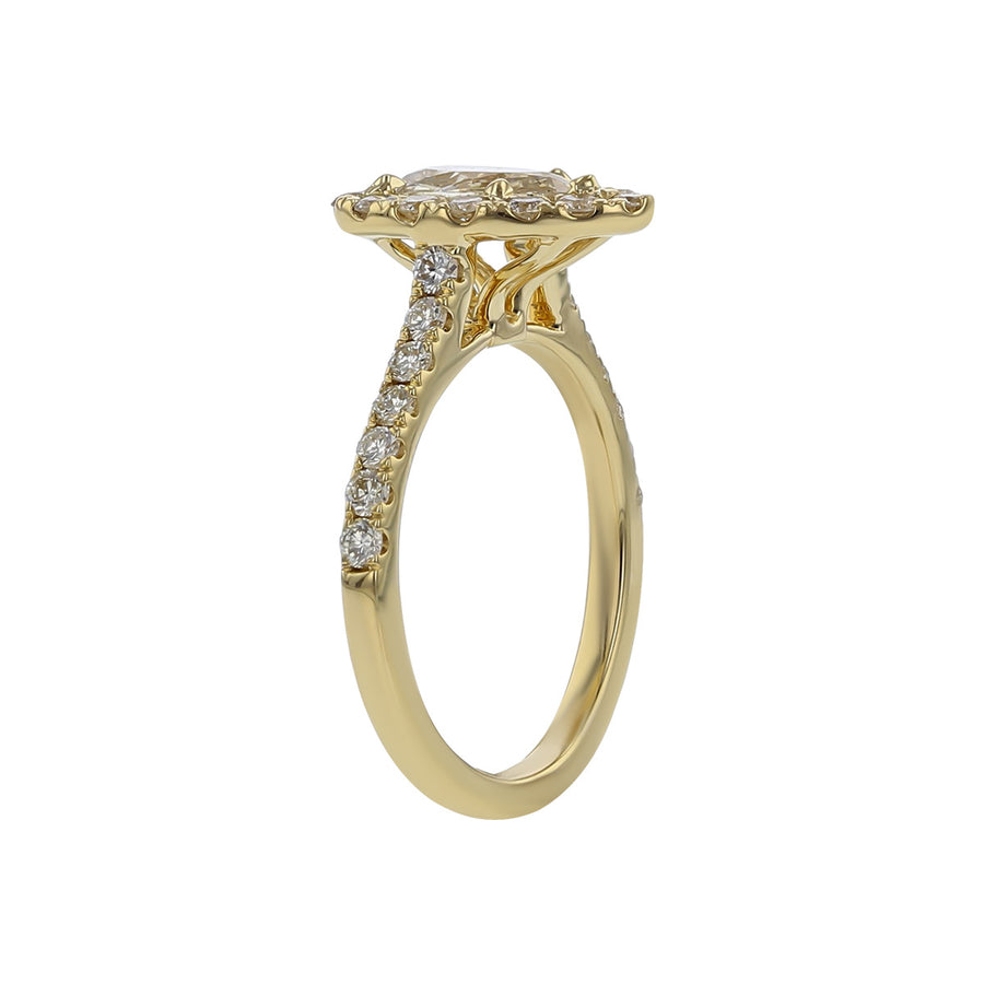 14K Gold Pear-Shaped Diamond Halo Engagement Ring